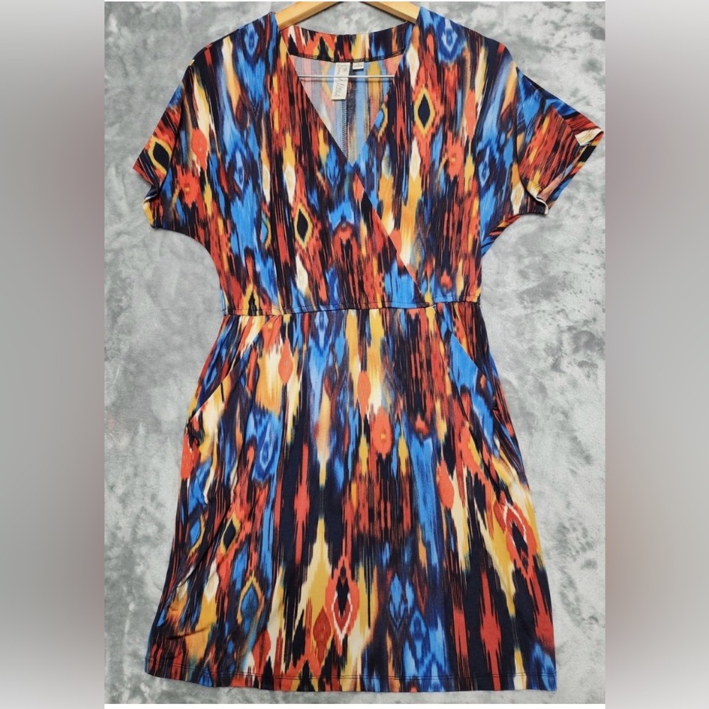 Emma & Michele Colorful Abstract Midi Dress